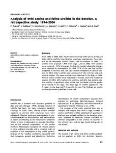 Analysis of 4495 canine and feline uroliths in the Benelux. A retrospective study: 1994–2004