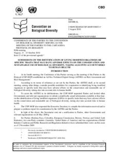 CBD  Distr. GENERAL UNEP/CBD/BS/COP-MOP/5/INF/11* 2 August 2010