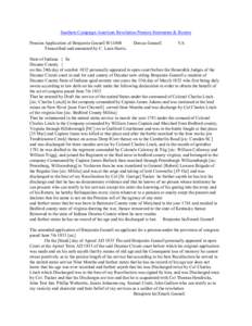 Southern Campaign American Revolution Pension Statements & Rosters Pension Application of Benjamin Gosnell W11060 Transcribed and annotated by C. Leon Harris. Dorcas Gosnell