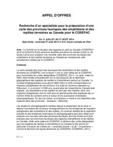 A report is required that will examine the species Rangifer tarandus with respect to genetic, ecological, and morphological information, distribution, range disjunction, and presence in different ecoregions