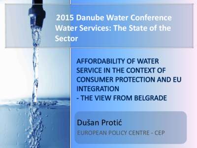 2015 Danube Water Conference Water Services: The State of the Sector Dušan Protić EUROPEAN POLICY CENTRE - CEP