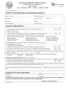 GROWTH HORMONE MEDICATIONS NH Medicaid Prior Authorization Request Form Fax: [removed]