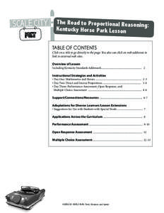 SCALE CITY  The Road to Propor tional Reasonin g: Kentucky Horse Park Lesson TABLE OF CONTENTS