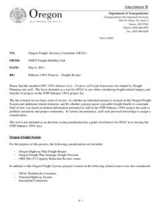 Attachment B Department of Transportation Transportation Development Division 555 13th Street NE, Suite 2 Salem, OR[removed]Phone: ([removed]