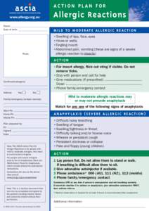 ACTION PLAN FOR  Allergic Reactions www.allergy.org.au Name: