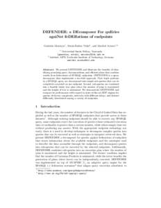 DEFENDER: a DEcomposer For quEries agaiNst feDERations of endpoints Gabriela Montoya1 , Maria-Esther Vidal1 , and Maribel Acosta1,2 1  2