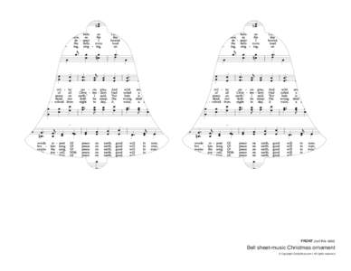 FRONT (cut this side)  Bell sheet-music Christmas ornament © Copyright CraftyNest.com | All rights reserved