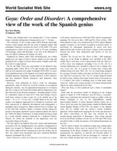 World Socialist Web Site  wsws.org Goya: Order and Disorder: A comprehensive view of the work of the Spanish genius