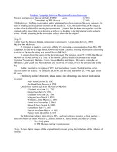 Southern Campaign American Revolution Pension Statements Pension application of Hector McNeill W18501 Ayles fn74NC Transcribed by Will Graves[removed]