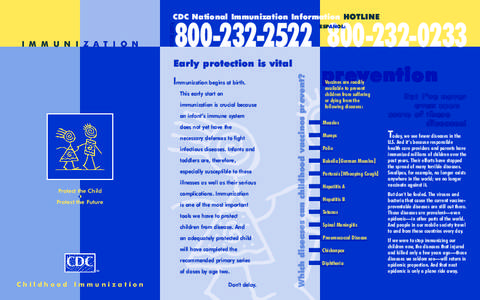 I M M U N I Z A T I O N  ENGLISH: CDC National Immunization Information HOTLINE