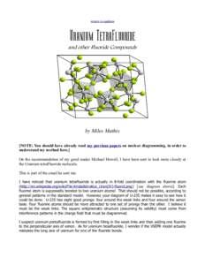 Nuclear materials / Metal halides / Uranium compounds / Fluorine / Fluoride / Uranium hexafluoride / Uranium pentafluoride / Xenon / Uranium / Chemistry / Fluorides / Chemical elements