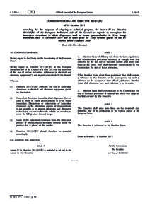 Commission Delegated Directive[removed]EU of 18 October 2013 amending, for the purposes of adapting to technical progress, the Annex IV to Directive[removed]EU of the European Parliament and of the Council as regards an 