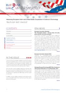 Newsletter OCTOBER 2010 Advancing European Union and United States Cooperation in Science & Technology  “BILAT-USA” and “Link2US”