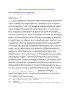 Southern Campaign American Revolution Pension Statements & Rosters Pension Application of Clement Blackbourn S10388 Transcribed and annotated by C. Leon Harris Alabama State } S.S. County of Madison }