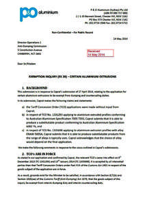 aluminium  P & 0 Aluminium (Sydney) Pty Ltd (ABN[removed][removed]Bennett Street, Chester Hill, NSW 2162 PO Box 573 Chester Hill, NSW 2162