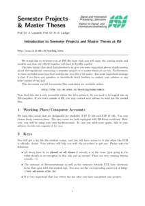 Signal and Information Processing Laboratory Semester Projects & Master Theses