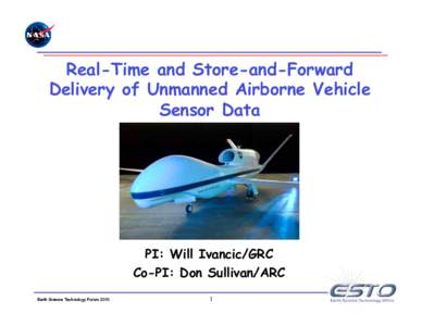 Real-Time and Store-and-Forward Delivery of Unmanned Airborne Vehicle Sensor Data PI: Will Ivancic/GRC Co-PI: Don Sullivan/ARC