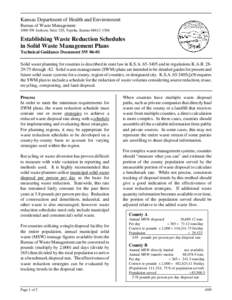 Kansas Department of Health and Environment Bureau of Waste Management 1000 SW Jackson, Suite 320, Topeka, Kansas[removed]Establishing Waste Reduction Schedules in Solid Waste Management Plans