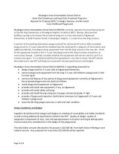 Muskegon Area Intermediate School District Great Start Readiness and Head Start Preschool Programs Request for Proposal (RFP) To Design, Remove, and Re-Install Early Childhood Playground Muskegon Area Intermediate School