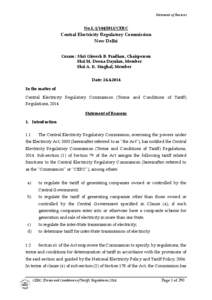 Statement of Reasons  No.L[removed]CERC Central Electricity Regulatory Commission New Delhi