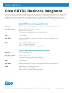 Cleo EXTOL Business Integrator Tech Specs