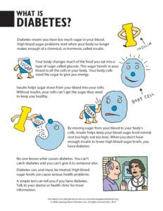 Diabetes means you have too much sugar in your blood. High blood sugar problems start when your body no longer makes enough of a chemical, or hormone, called insulin. Your body changes much of the food you eat into a typ