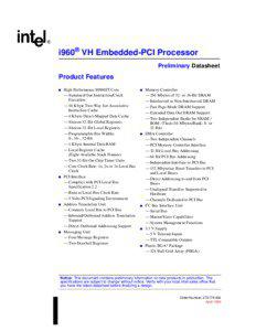 i960® VH Embedded-PCI Processor Preliminary Datasheet