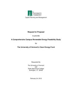 Capital Planning and Management  Request for Proposal to provide A Comprehensive Campus Renewable Energy Feasibility Study for