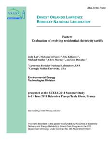 LBNL-4496E-Poster  ERNEST ORLANDO LAWRENCE BERKELEY NATIONAL LABORATORY  Poster: