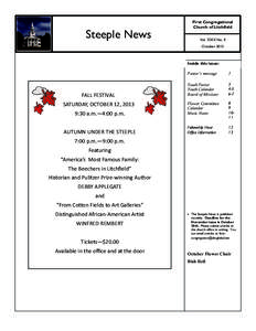 Steeple News  First Congregational Church of Litchfield Vol. XXIX No. II October 2013