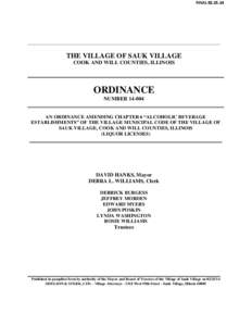 FINAL[removed]THE VILLAGE OF SAUK VILLAGE COOK AND WILL COUNTIES, ILLINOIS  ORDINANCE