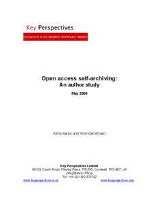 Open access self-archiving: An author study May 2005