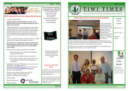 Tiwi Times  Tiwi Islands Training & Employment Board[removed]Youth Off The Streets Scholarship Program