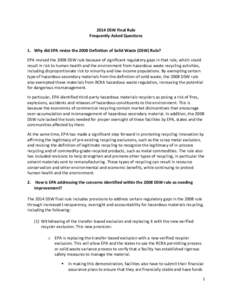 2014 DSW Final Rule Frequently Asked Questions