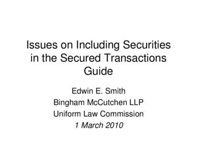 Issues on Including Securities in the ST Guide