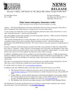 Institutional investors / Insurance / Oregon Department of Consumer and Business Services / Economics / Vehicle insurance / Risk purchasing group / Financial economics / Types of insurance / Financial institutions