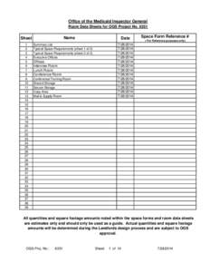 Office of the Medicaid Inspector General Room Data Sheets for OGS Project No[removed]Name  Sheet