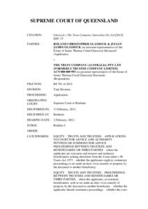 SUPREME COURT OF QUEENSLAND CITATION: Glassock v The Trust Company (Australia) Pty LtdQSC 15