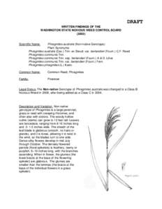 DRAFT WRITTEN FINDINGS OF THE WASHINGTON STATE NOXIOUS WEED CONTROL BOARD[removed]Scientific Name: