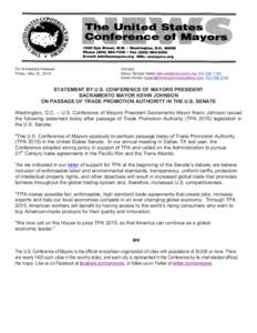 For Immediate Release: Friday, May 22, 2015 Contact: Elena Temple-WebbKaren Hinton