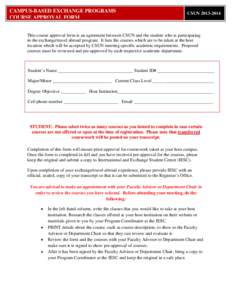 CAMPUS-BASED EXCHANGE PROGRAMS                                  COURSE APPROVAL FORM