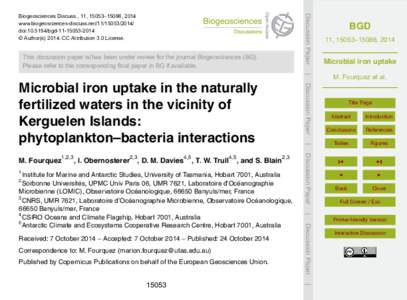 Discussion Paper  Biogeosciences Discuss., 11, 15053–15086, 2014 www.biogeosciences-discuss.net[removed]doi:[removed]bgd[removed] © Author(s[removed]CC Attribution 3.0 License.