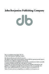 John Benjamins Publishing Company  This is a contribution from Target, Vol. 15:2.