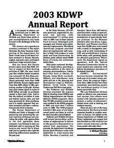 A[removed]KDWP Annual Report  s we prepare to observe our