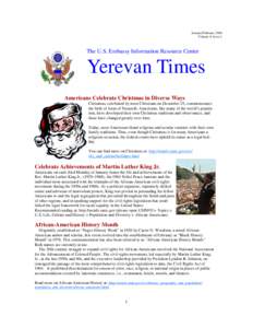 January/February 2008 Volume 4, Issue 1 The U.S. Embassy Information Resource Center  Yerevan Times