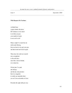 ka mate ka ora: a new zealand journal of poetry and poetics Issue 6 September[removed]With Respects Mr Tuwhare