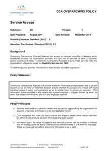 CCA OVERARCHING POLICY  Service Access Reference:  5.0