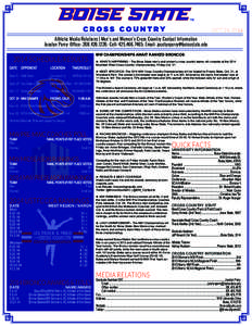 OCT. 29, 2014 Athletic Media Relations | Men’s and Women’s Cross Country Contact Information Jocelyn Perry: Office: [removed]; Cell: [removed]; Email: [removed[removed]SCHEDULE/RESULTS DATE		 OP