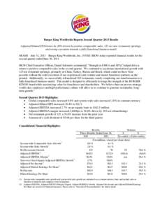 Generally Accepted Accounting Principles / Fundamental analysis / Income / Financial statements / Financial ratio / Burger King / Earnings before interest /  taxes /  depreciation and amortization / Balance sheet / System sales / Finance / Accountancy / Business