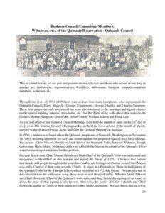 Business Council/Committee Members, Witnesses, etc., of the Quinault Reservation - Quinault Council